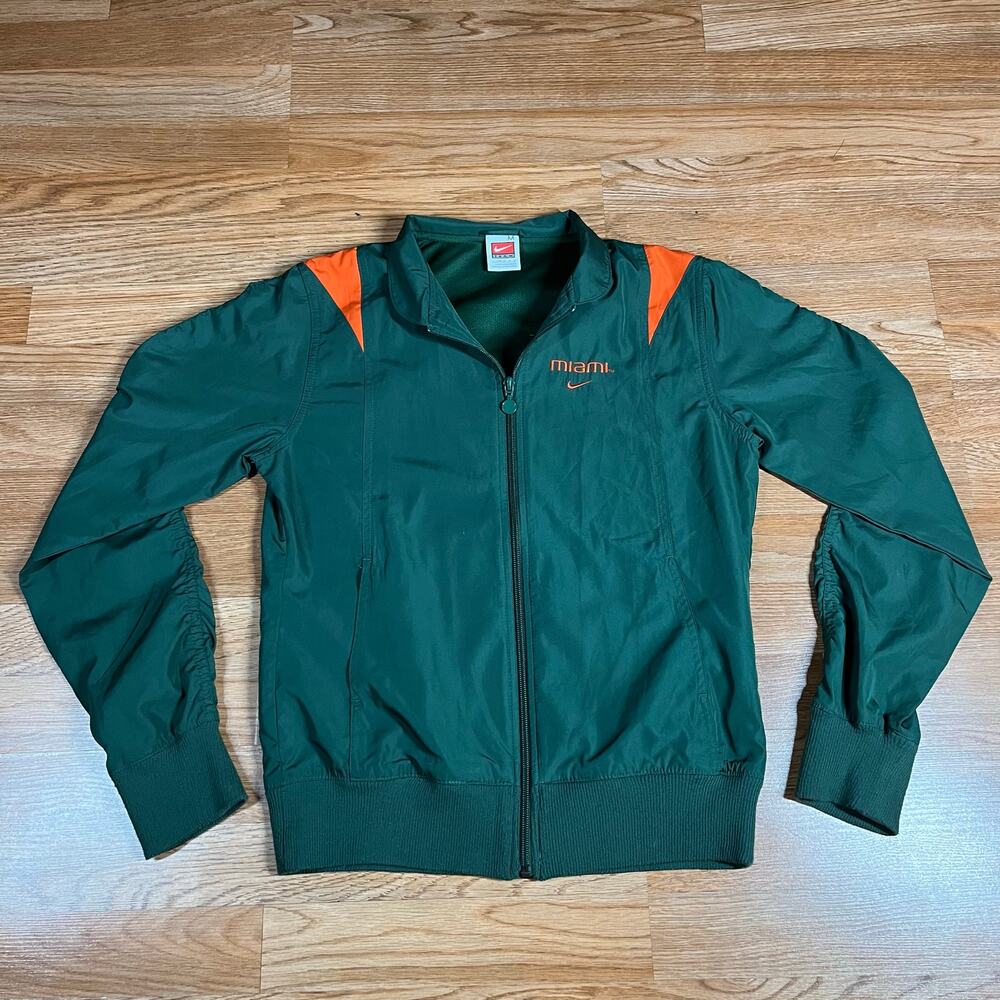 Nike Miami Hurricanes Green Orange Track Jacket Women's Sz M Preowned